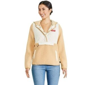 Canadiana x RCGS Women's Sherpa Popover Hoodie Jacket Shearling teddy quilted M